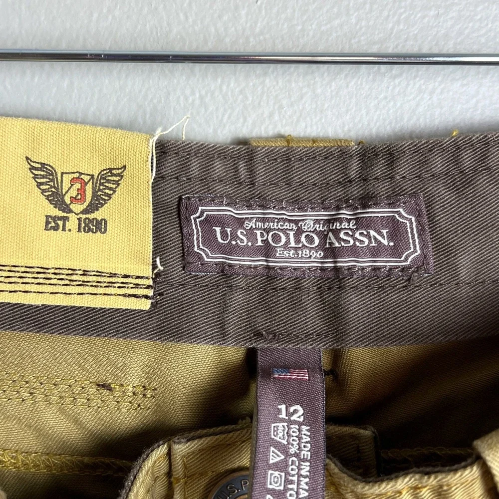 U.S. Polo Assn. Cargo Shorts Khaki Cotton Utility Size 12